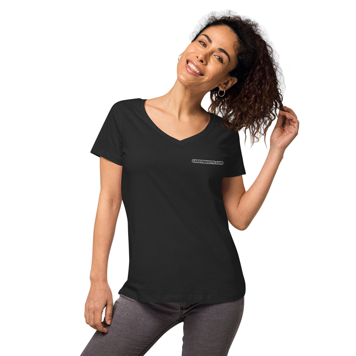 Capping Keith Women’s fitted v-neck t-shirt